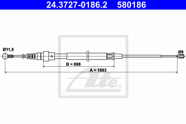 Ate 24.3727-0186.2 Трос стояночного тормоза 24372701862: Отличная цена - Купить в Польше на 2407.PL!