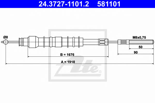 Ate 24.3727-1101.2 Cable Pull, parking brake 24372711012: Buy near me in Poland at 2407.PL - Good price!