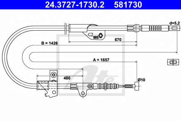 Ate 24.3727-1730.2 Parking brake cable, right 24372717302: Buy near me in Poland at 2407.PL - Good price!