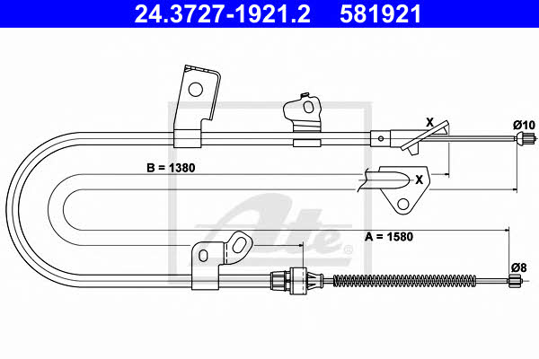 Ate 24.3727-1921.2 Parking brake cable left 24372719212: Buy near me in Poland at 2407.PL - Good price!