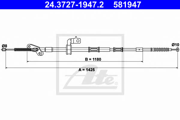Ate 24.3727-1947.2 Parking brake cable left 24372719472: Buy near me in Poland at 2407.PL - Good price!