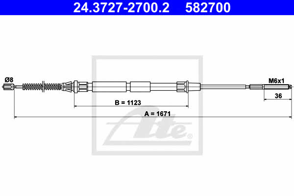 Ate 24.3727-2700.2 Cable Pull, parking brake 24372727002: Buy near me in Poland at 2407.PL - Good price!