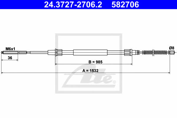 Ate 24.3727-2706.2 Cable Pull, parking brake 24372727062: Buy near me at 2407.PL in Poland at an Affordable price!