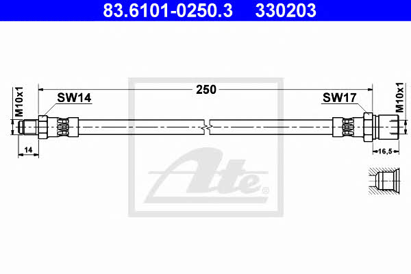 Ate 83.6101-0250.3 Brake Hose 83610102503: Buy near me at 2407.PL in Poland at an Affordable price!