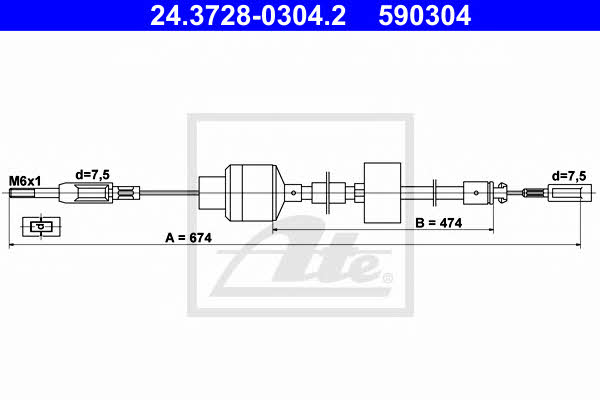 Ate 24.3728-0304.2 Clutch cable 24372803042: Buy near me in Poland at 2407.PL - Good price!