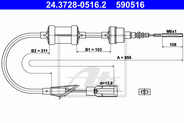 Ate 24.3728-0516.2 Clutch cable 24372805162: Buy near me in Poland at 2407.PL - Good price!