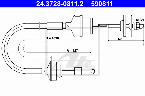 Ate 24.3728-0811.2 Clutch cable 24372808112: Buy near me in Poland at 2407.PL - Good price!