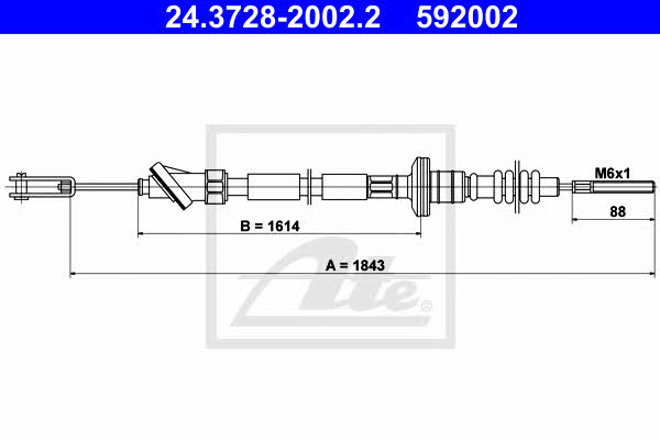 Ate 24.3728-2002.2 Clutch cable 24372820022: Buy near me in Poland at 2407.PL - Good price!