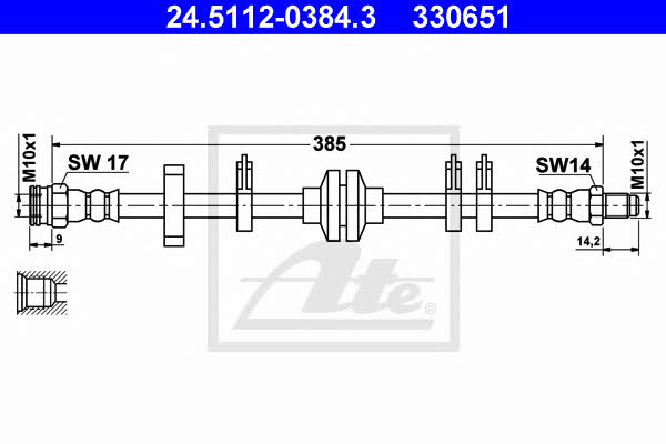 Ate 24.5112-0384.3 Brake Hose 24511203843: Buy near me in Poland at 2407.PL - Good price!