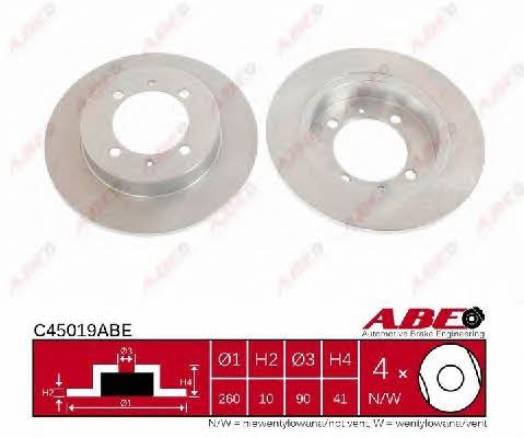 ABE C45019ABE Rear brake disc, non-ventilated C45019ABE: Buy near me at 2407.PL in Poland at an Affordable price!