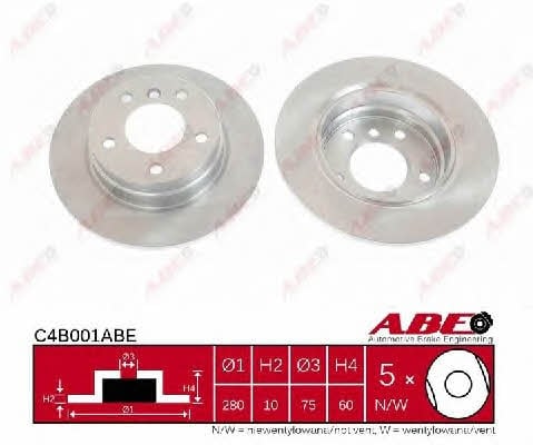 ABE C4B001ABE Rear brake disc, non-ventilated C4B001ABE: Buy near me in Poland at 2407.PL - Good price!