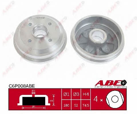 ABE C6P008ABE Rear brake drum C6P008ABE: Buy near me in Poland at 2407.PL - Good price!