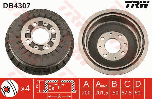 TRW DB4307 Rear brake drum DB4307: Buy near me in Poland at 2407.PL - Good price!