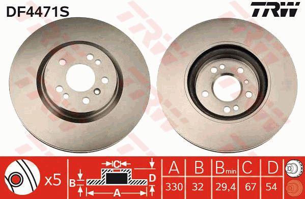 TRW DF4471S Front brake disc ventilated DF4471S: Buy near me in Poland at 2407.PL - Good price!