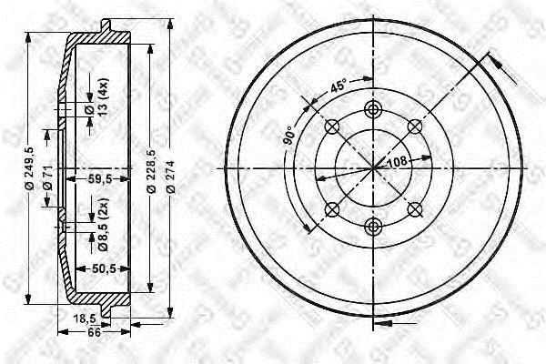 Stellox 6025-3708-SX Rear brake drum 60253708SX: Buy near me in Poland at 2407.PL - Good price!