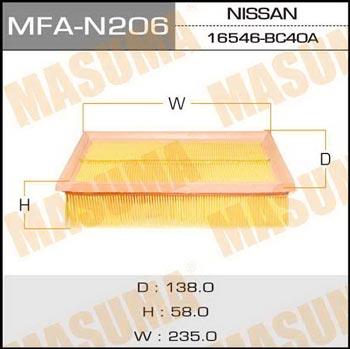 Masuma MFA-N206 Air filter MFAN206: Buy near me in Poland at 2407.PL - Good price!