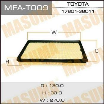 Masuma MFA-T009 Air filter MFAT009: Buy near me in Poland at 2407.PL - Good price!
