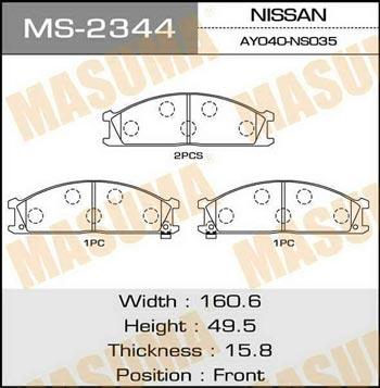 Masuma MS-2344 Brake shoe set MS2344: Buy near me in Poland at 2407.PL - Good price!