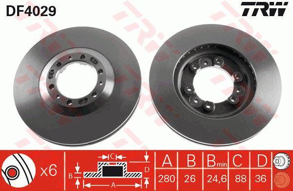 Front brake disc ventilated TRW DF4029