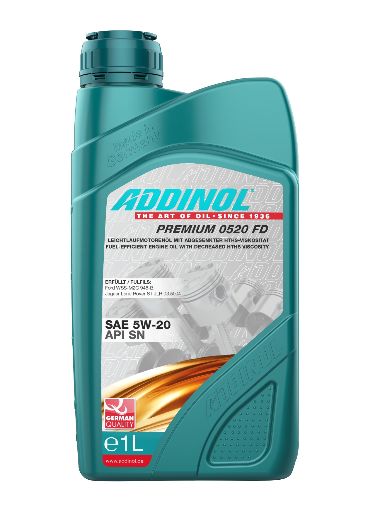 Addinol 4014766074393 Моторное масло Addinol Premium 0520 FD 5W-20, 1л 4014766074393: Отличная цена - Купить в Польше на 2407.PL!