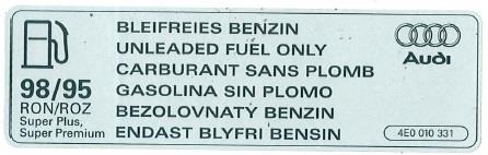VAG 4E0 010 331 Табличка'неэтилированный бензин' 4E0010331: Купить в Польше - Отличная цена на 2407.PL!
