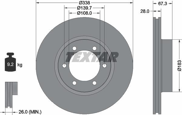 Textar 92137303 Ventilated disc brake, 1 pcs. 92137303: Buy near me in Poland at 2407.PL - Good price!