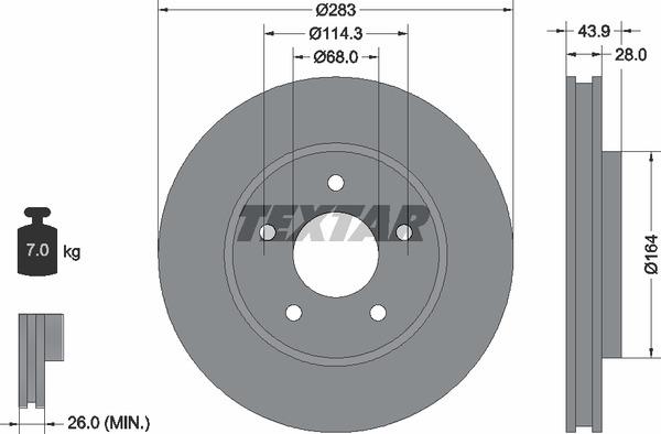 Textar 92280103 Тормозной диск задний невентилируемый 92280103: Отличная цена - Купить в Польше на 2407.PL!