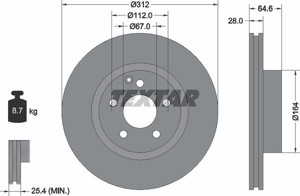 Textar 92115305 Ventilated disc brake, 1 pcs. 92115305: Buy near me in Poland at 2407.PL - Good price!