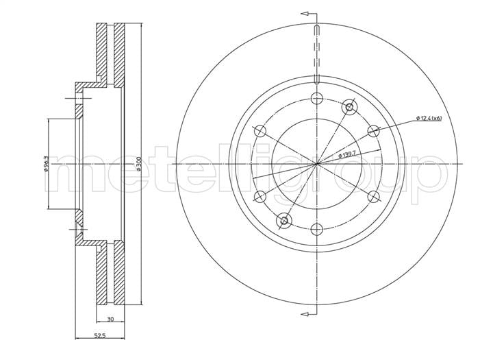 Metelli 23-1503 Front brake disc ventilated 231503: Buy near me in Poland at 2407.PL - Good price!