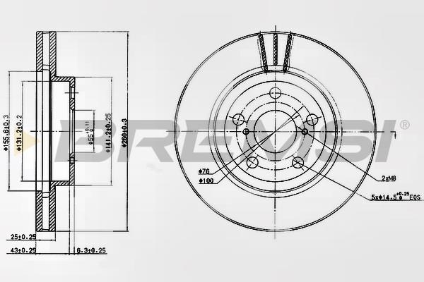 Bremsi DBB064V Front brake disc ventilated DBB064V: Buy near me at 2407.PL in Poland at an Affordable price!