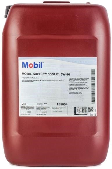 Mobil 155054 Engine oil Mobil Super 3000 X1 5W-40, 20L 155054: Buy near me in Poland at 2407.PL - Good price!