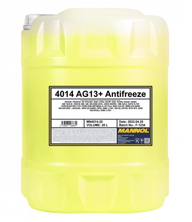 Mannol MN4014-20 Антифриз MANNOL Antifreeze Advanced 4014 AG13+ желтый, готовый к применению -40C, 20 л MN401420: Отличная цена - Купить в Польше на 2407.PL!