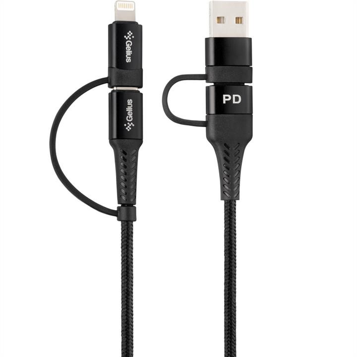 Kabel USB Gelius Pro Unimog 2 GP-UC106 4w1 (USB-A&#x2F;Type na Type-C&#x2F;Lightning) PD Czarny (18W) (12 miesięcy) Gelius 00000082666