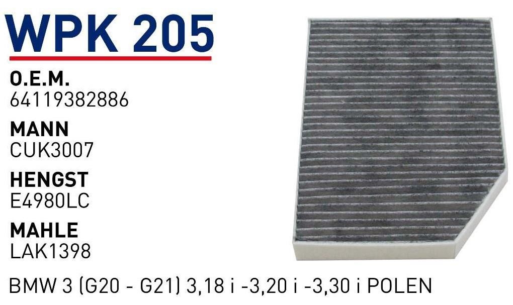 Wunder WPK-205 Activated Carbon Cabin Filter WPK205: Buy near me in Poland at 2407.PL - Good price!