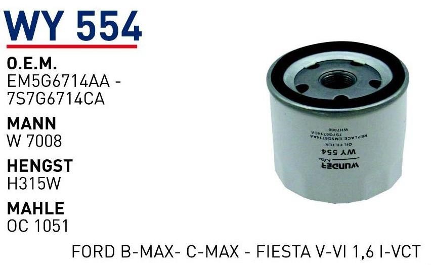 Wunder WY-554 Масляный фильтр WY554: Отличная цена - Купить в Польше на 2407.PL!