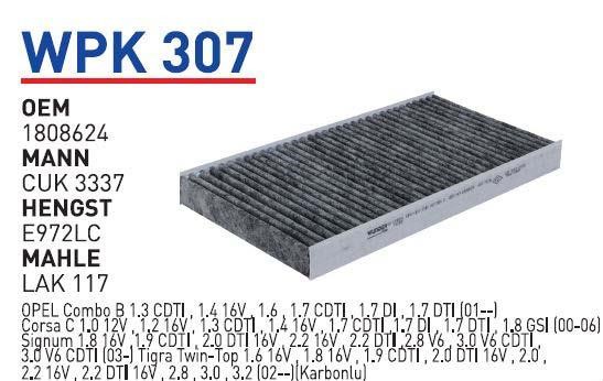 Wunder WP K307 Activated Carbon Cabin Filter WPK307: Buy near me in Poland at 2407.PL - Good price!