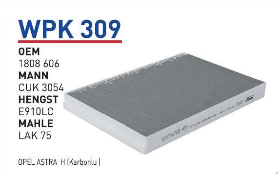 Wunder WP K309 Фільтр салону з активованим вугіллям WPK309: Приваблива ціна - Купити у Польщі на 2407.PL!