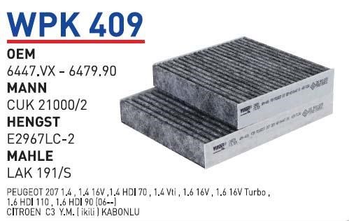 Wunder WP K409 Activated Carbon Cabin Filter WPK409: Buy near me in Poland at 2407.PL - Good price!