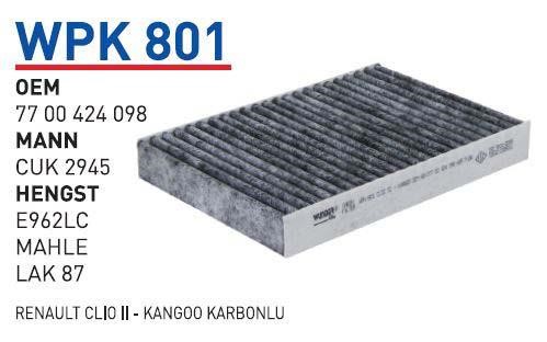 Wunder WP K801 Activated Carbon Cabin Filter WPK801: Buy near me in Poland at 2407.PL - Good price!