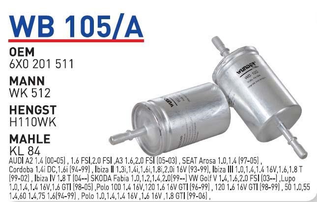 Wunder WB 105A Топливный фильтр WB105A: Отличная цена - Купить в Польше на 2407.PL!