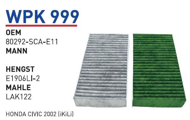 Wunder WP K999 Filtr kabinowy z węglem aktywnym WPK999: Atrakcyjna cena w Polsce na 2407.PL - Zamów teraz!