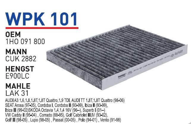 Wunder WPK 101 Фільтр салону з активованим вугіллям WPK101: Приваблива ціна - Купити у Польщі на 2407.PL!