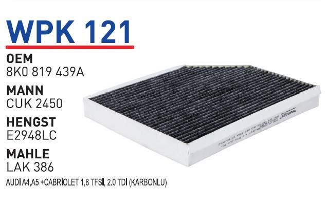 Wunder WPK 121 Фільтр салону з активованим вугіллям WPK121: Приваблива ціна - Купити у Польщі на 2407.PL!