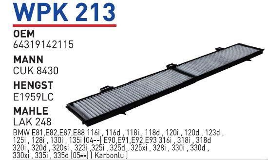 Wunder WPK 213 Activated Carbon Cabin Filter WPK213: Buy near me in Poland at 2407.PL - Good price!