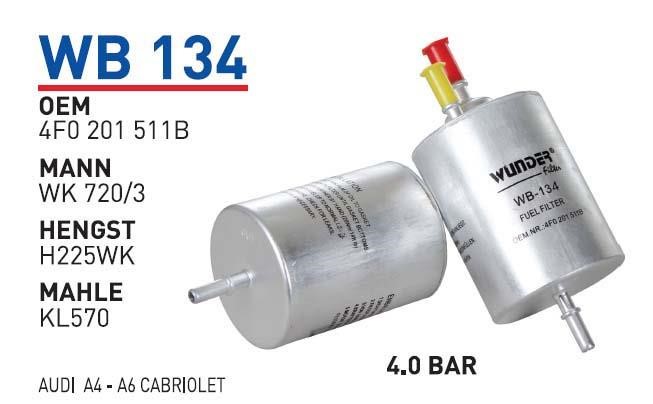 Wunder WB 134 Фільтр палива WB134: Приваблива ціна - Купити у Польщі на 2407.PL!