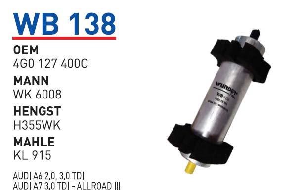 Wunder WB 138 Топливный фильтр WB138: Отличная цена - Купить в Польше на 2407.PL!