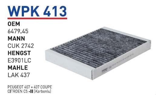 Wunder WPK 413 Фільтр салону з активованим вугіллям WPK413: Купити у Польщі - Добра ціна на 2407.PL!