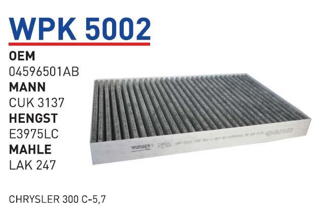 Wunder WPK 5002 Aktivkohle-Kabinenfilter WPK5002: Kaufen Sie zu einem guten Preis in Polen bei 2407.PL!