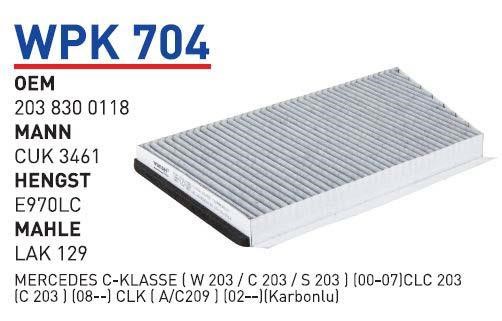 Wunder WPK 704 Filtr kabinowy z węglem aktywnym WPK704: Dobra cena w Polsce na 2407.PL - Kup Teraz!