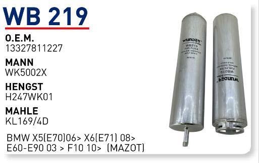 Wunder WB 219 Топливный фильтр WB219: Отличная цена - Купить в Польше на 2407.PL!